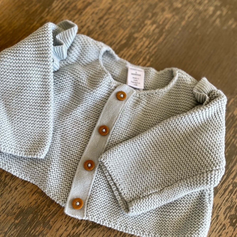 Nordstrom Baby Light Gray Knit Cardigan (0–3M)